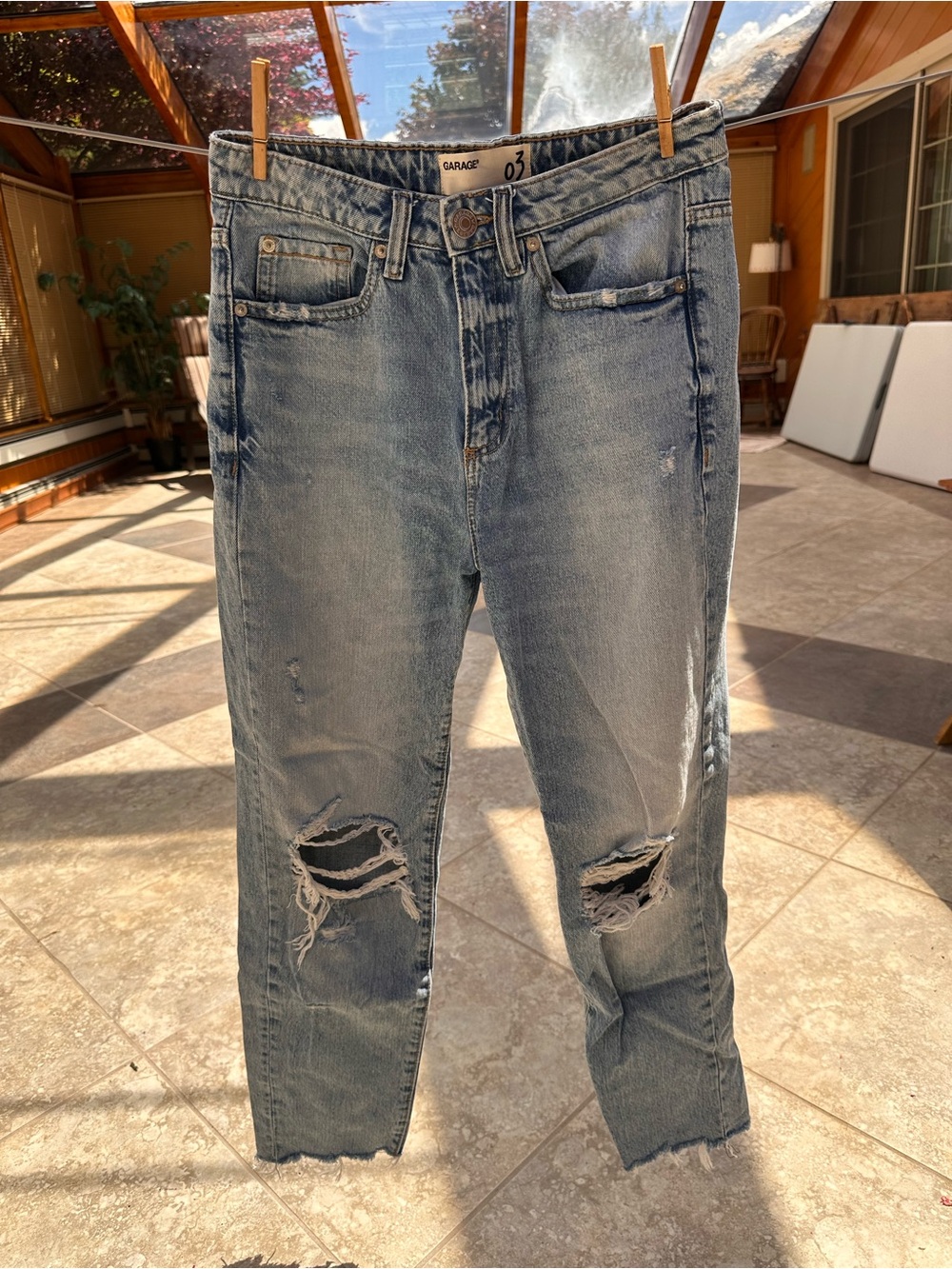 Garage High-Rise Distressed Mom Jeans
